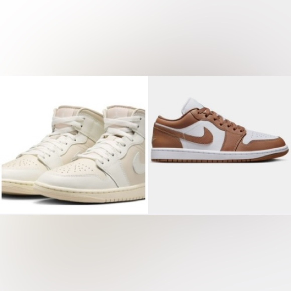 Bundle: 2 pairs Air Jordan 1= light sail air Jordan 1 mid & air Jordan 1 low